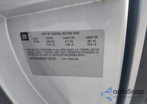 2009 Chevrolet Corvette z USA, uszkodzony, nr VIN 1G1YY36W595109765